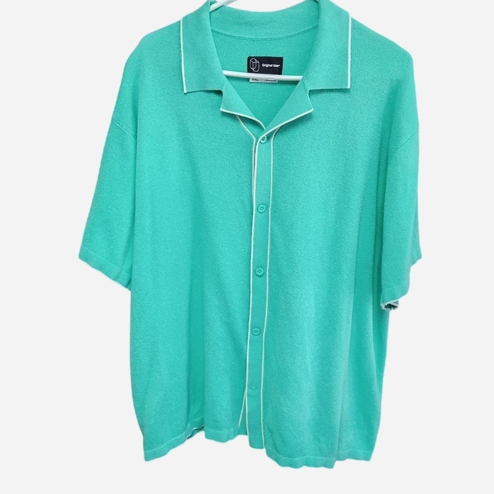 Original Use Green Polo Button Down With White Trim Size XXL